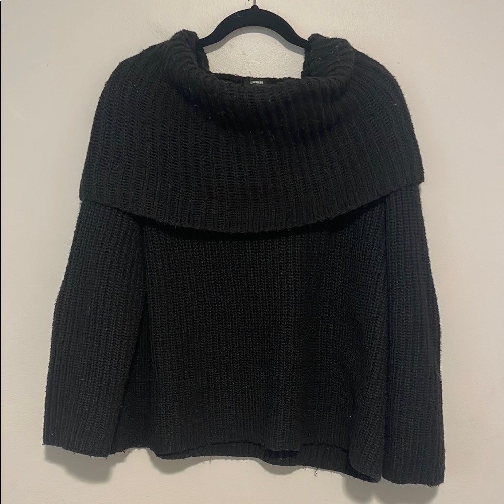 Express Black Cowl Neck Sweater with Oversized Fit Size Large
